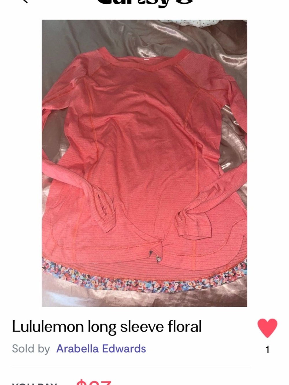 lululemon athletica Coral Long Sleeve Top